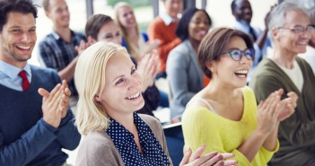 Group of Multiethnic Cheerful People Applauding