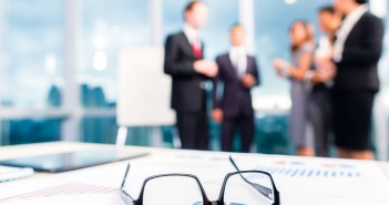 Glasses on office desk